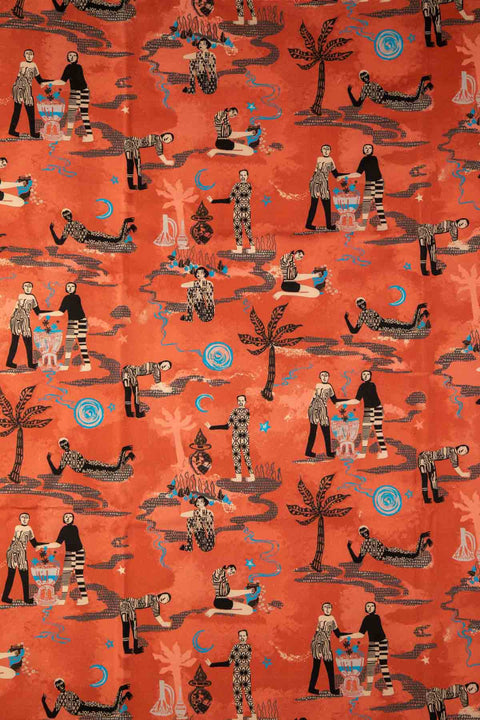 PRINT & PATTERN UPHOLSTERY FABRICS Fragrant Journey Printed Upholstery Fabric (Dusky Red)