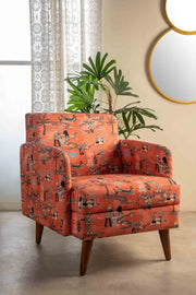 PRINT & PATTERN UPHOLSTERY FABRICS Fragrant Journey Printed Upholstery Fabric (Dusky Red)