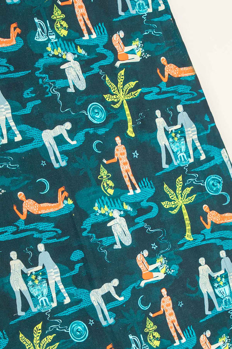 PRINT & PATTERN UPHOLSTERY FABRICS Fragrant Journey Printed Upholstery Fabric (Lucid Teal)