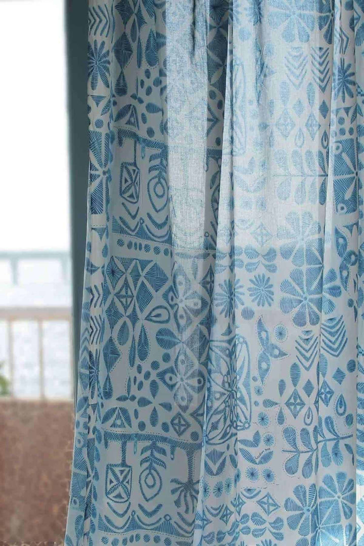 SHEER FABRIC AND CURTAINS Freedom Folk Sheer Fabric And Curtains (Indigo)