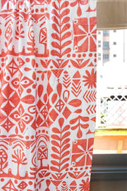 SHEER FABRIC AND CURTAINS Freedom Folk Sheer Fabric And Curtains (Coral)