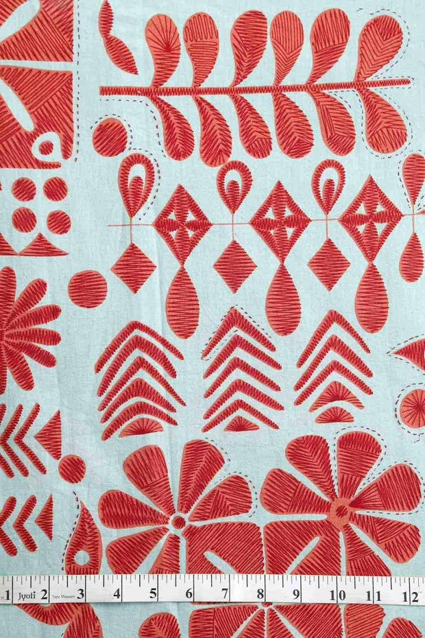 COTTON FABRIC AND CURTAINS Freedom Folk Cotton Fabric And Curtains (Coral)