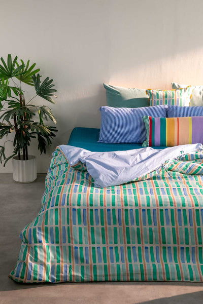 DUVET COVERS Geo Block Celadon Green Duvet Cover