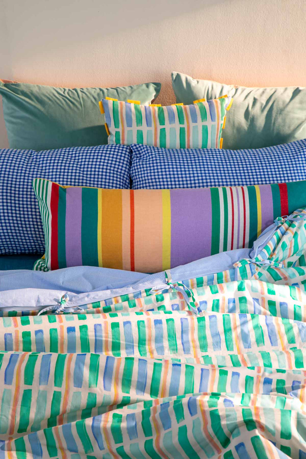 DUVET COVERS Geo Block Celadon Green Duvet Cover