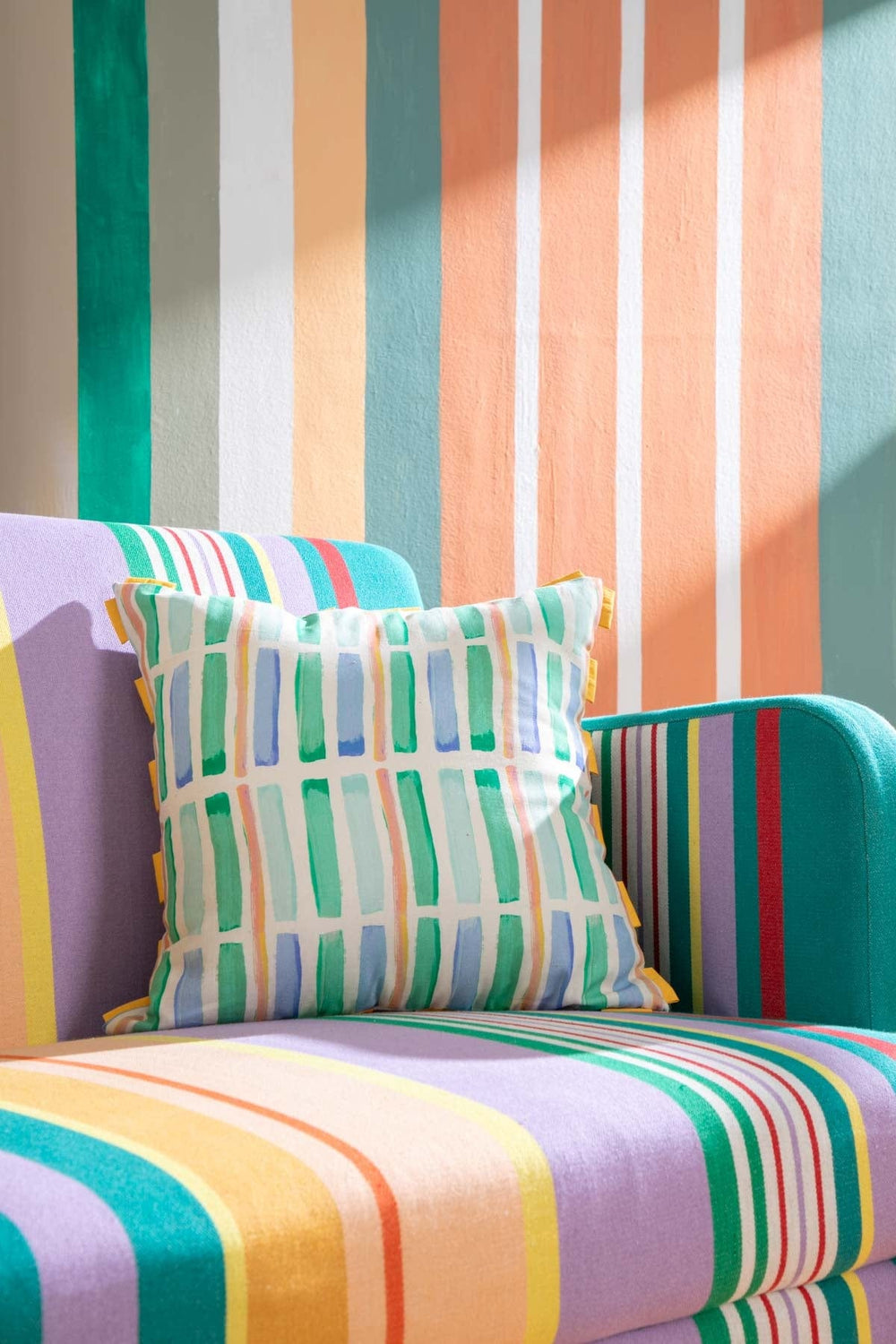 Geo Block Celadon Green Cushion Cover (46 X 46 Cm)