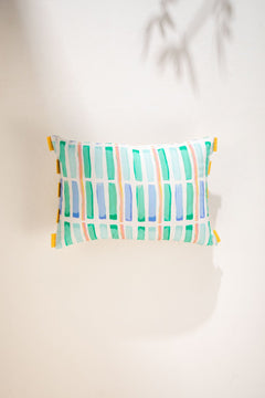 Geo Block Celadon Green Cushion Cover (36 X 50 Cm)