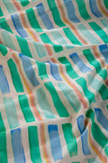 PRINT & PATTERN UPHOLSTERY FABRICS Geo Block Celadon Green Printed Upholstery Fabric