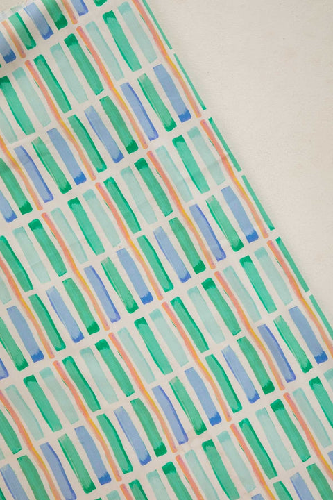 PRINT & PATTERN UPHOLSTERY FABRICS Geo Block Celadon Green Printed Upholstery Fabric