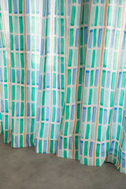 CURTAINS Geo Block Celadon Green Sheer Curtain