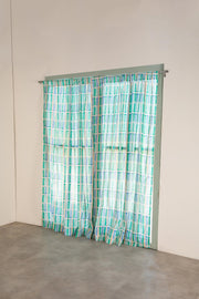 CURTAINS Geo Block Celadon Green Sheer Curtain