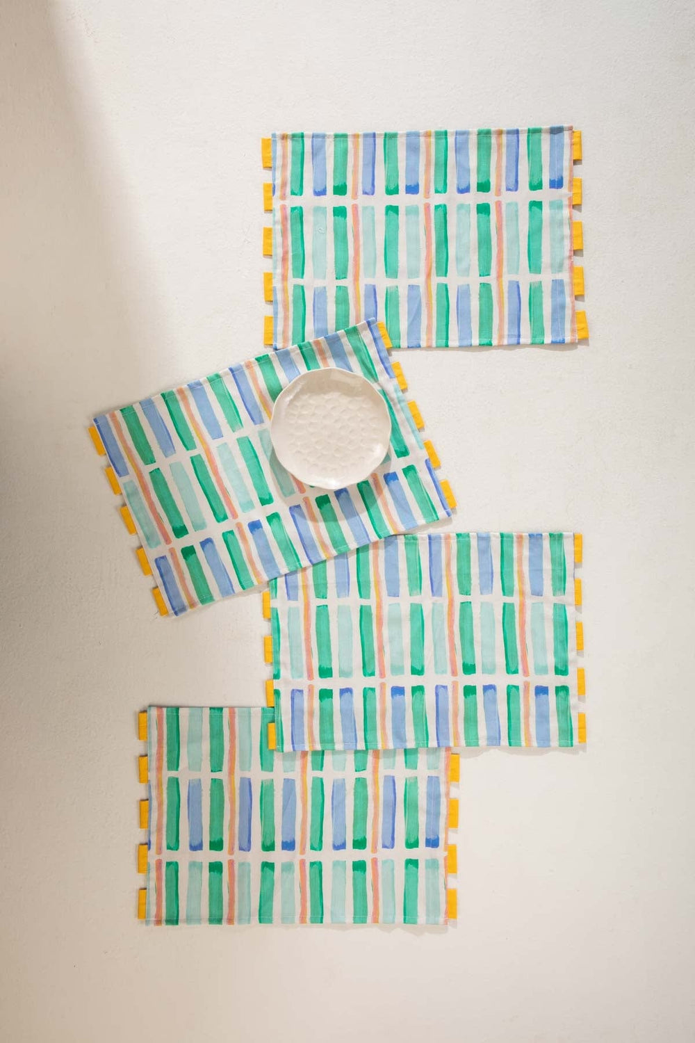 Geo Block Celadon Green Table Mat (Set Of 4)