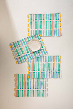 Geo Block Celadon Green Table Mat (Set Of 4)