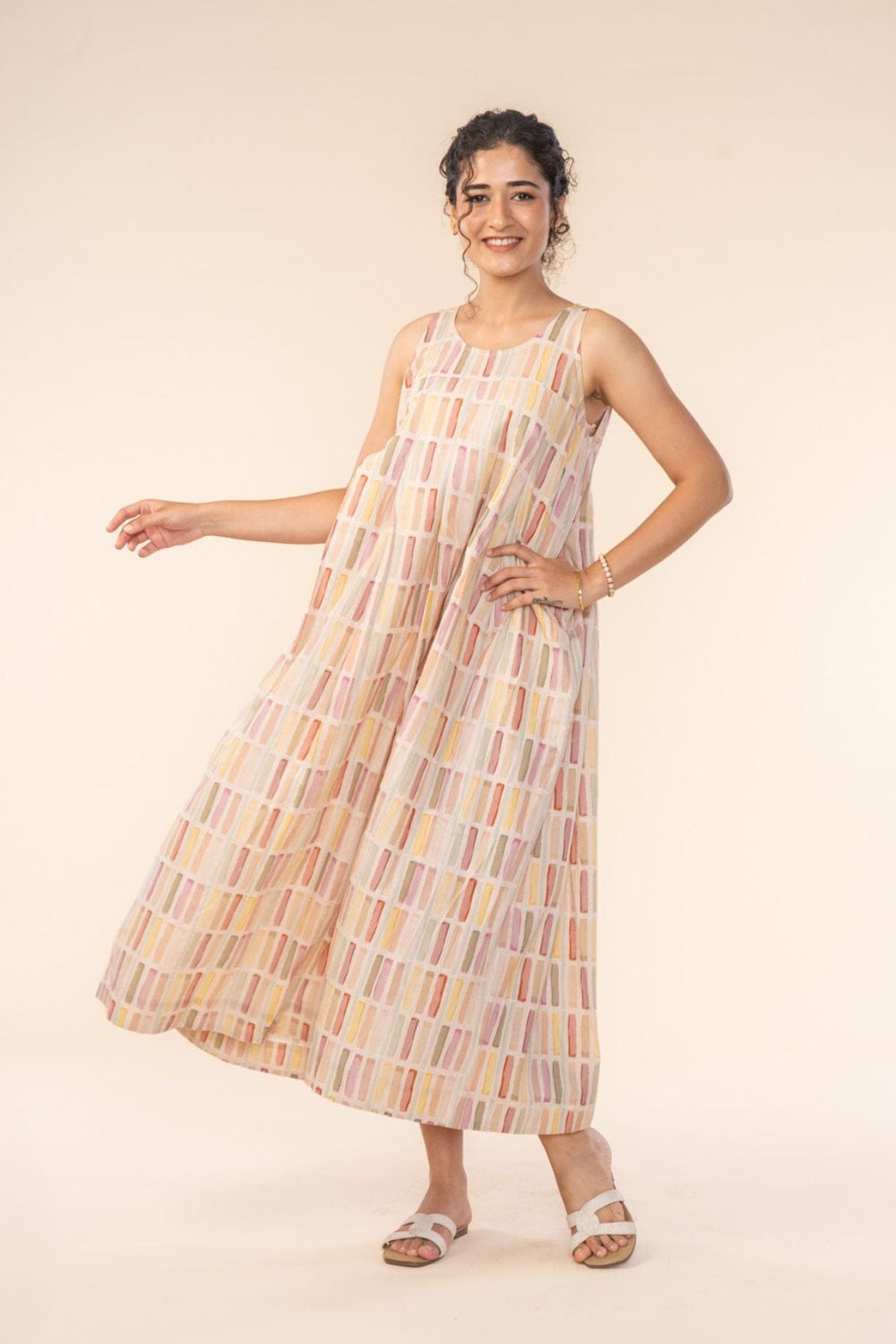 DRESSES Geo Blocks Maxi Dress (Sand Lines)