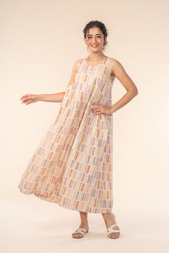 DRESSES Geo Blocks Maxi Dress (Sand Lines)