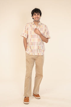 SHIRTS Geo Blocks Printed Shirt (Sand Lines)