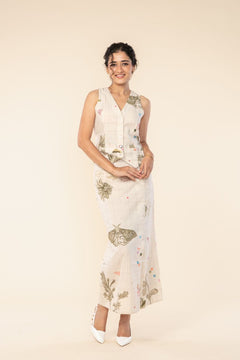 BOTTOMS Geo Botanics Midi Skirt (Miniature Moss)