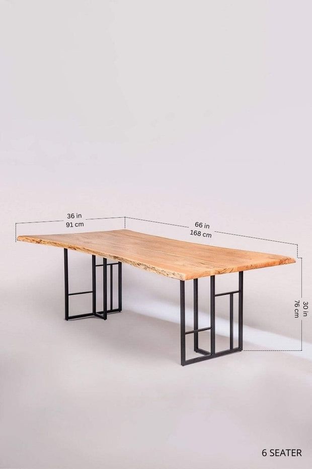 DINING TABLES Y-Grid Live Edge Acacia Wood And Metal Dining Table