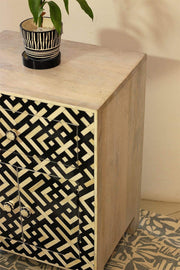 BEDSIDE TABLES Grid Handcrafted Inlay Bedside Table