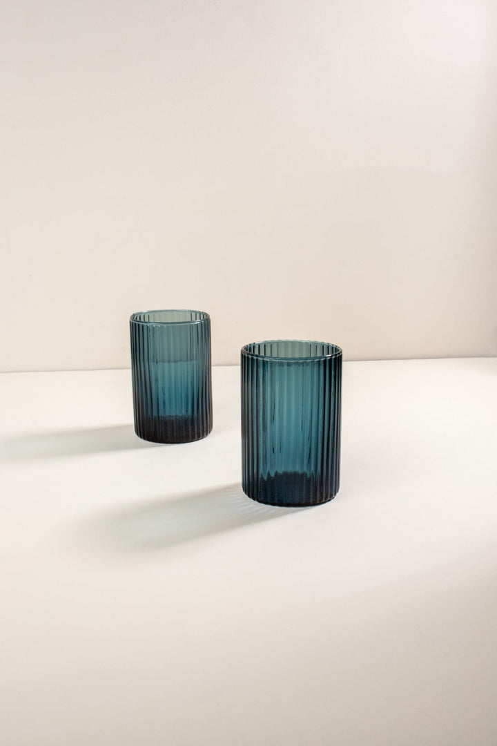 DRINKING GLASSES Groovy Aqua Blue Water Glass (Set Of 2)