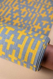 PRINT & PATTERN UPHOLSTERY FABRICS Gyamati Printed Upholstery Fabric (Grey Yellow)