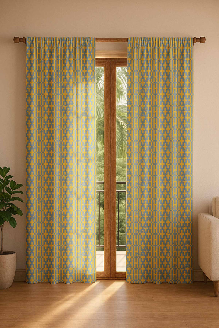 PRINT & PATTERN HEAVY FABRICS Gyamati Amber Yellow Printed Heavy Fabric And Curtains