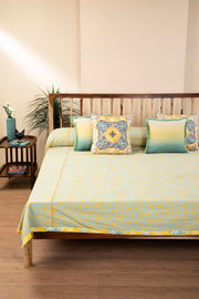 PRINT & PATTERN BEDCOVERS Gyamati Pure Cotton Bedcover (Amber Yellow )