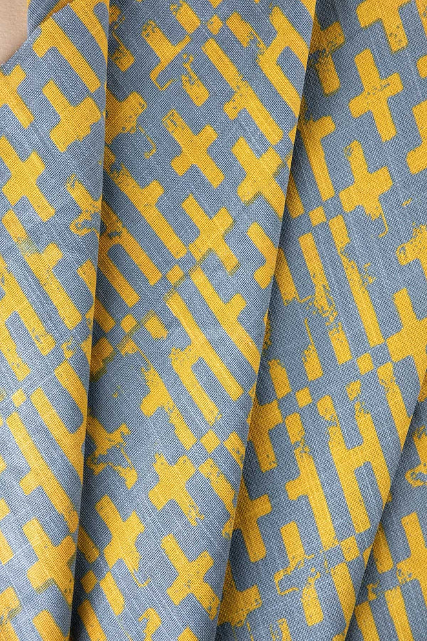 PRINT & PATTERN HEAVY FABRICS Gyamati Amber Yellow Printed Heavy Fabric And Curtains