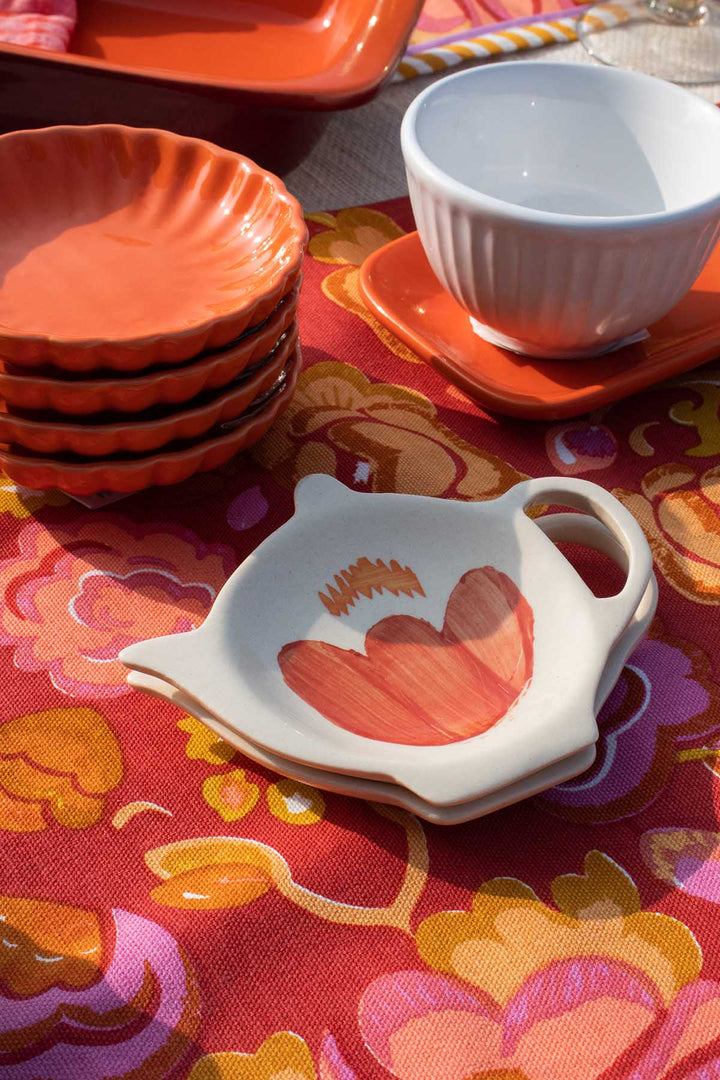 DINING ACCESSORIES Gypsy Rose Orange Tea Bag Thinggy (Set Of 4)