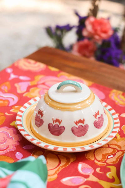 DINING ACCESSORIES Gypsy Rose Ceramic Butter Dish
