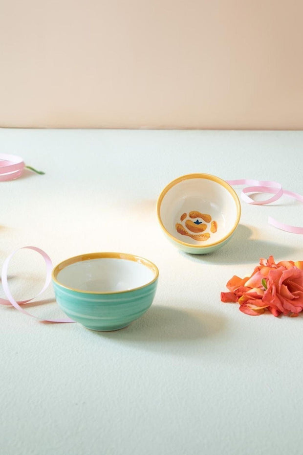 BOWLS Gypsy Rose Ceramic Katori (Set Of 2)