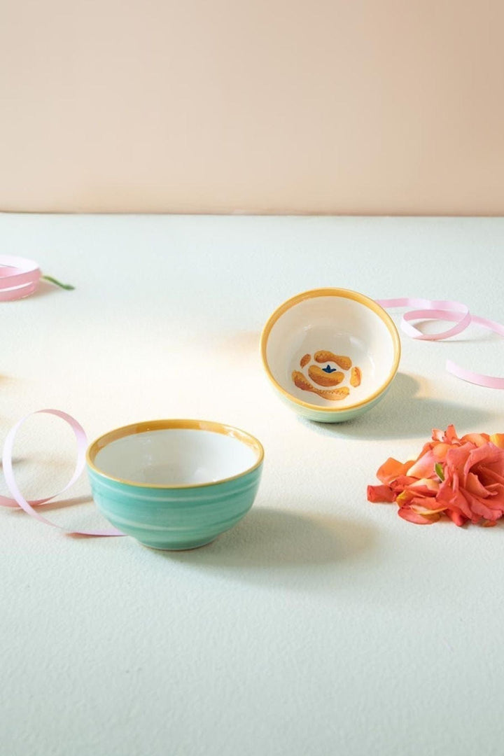 BOWLS Gypsy Rose Ceramic Katori (Set Of 2)