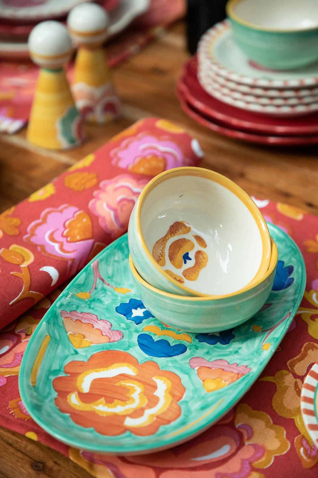 SERVING PLATTERS Gypsy Rose Ceramic Oval Platter (Set Of 2)