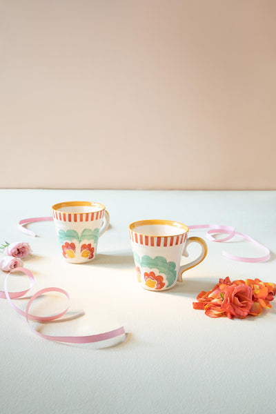 MUGS & CUPS Gypsy Rose Ceramic Ribbed Coffee Mug