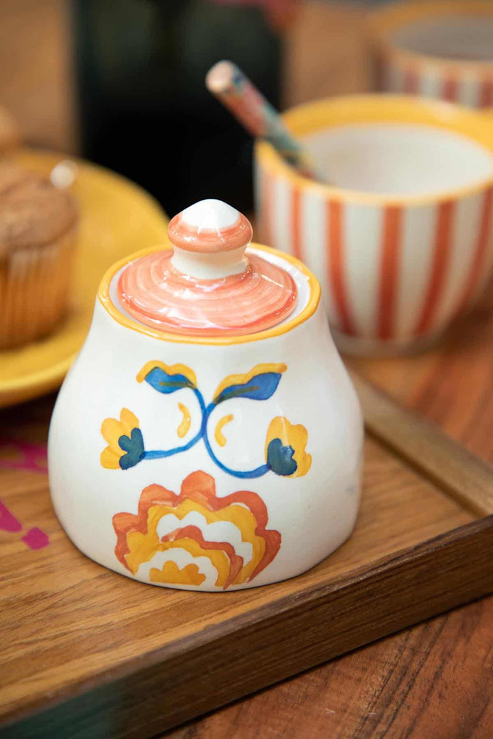 TEA TIME Gypsy Rose Ceramic Sugar Pot