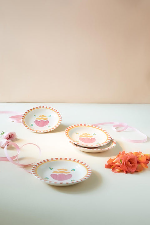 SNACK PLATES Gypsy Rose Ceramic Tapas Plate (Set Of 4)