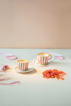 MUGS & CUPS Gypsy Rose Ceramic Tea Cup And Saucer Set (Set Of 2)