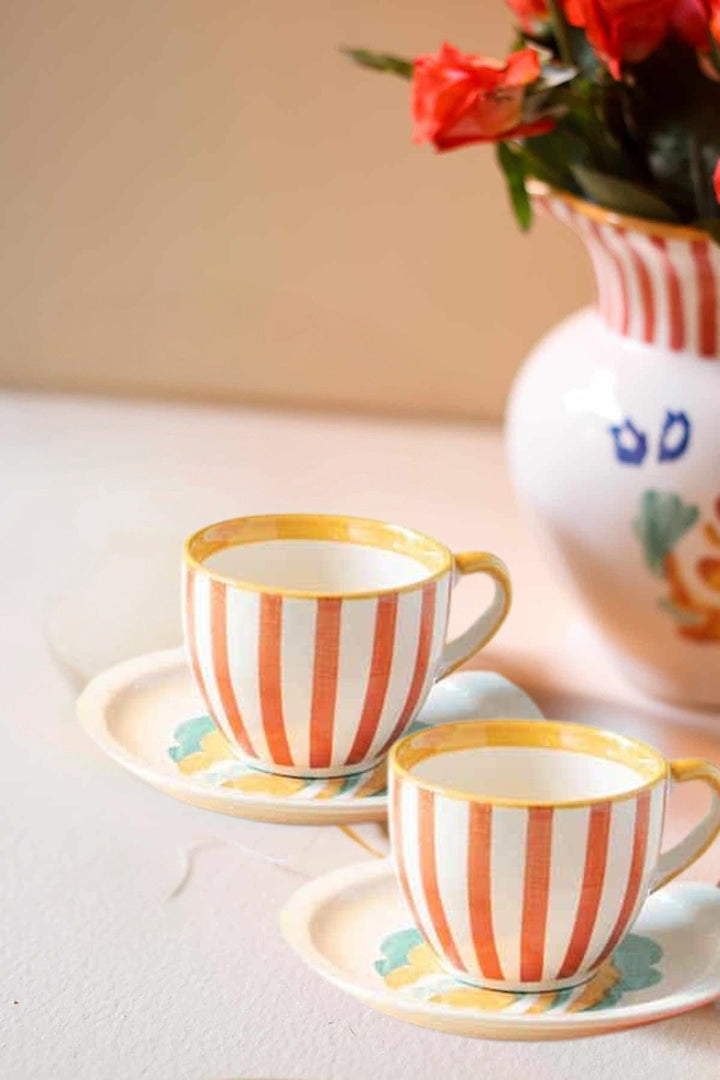 MUGS & CUPS Gypsy Rose Ceramic Tea Cup And Saucer Set (Set Of 2)