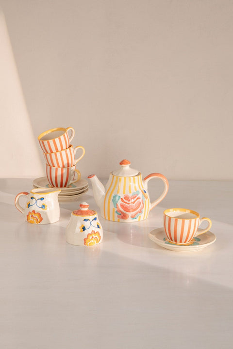 TEA TIME Gypsy Rose Multi-Colored Tea Set