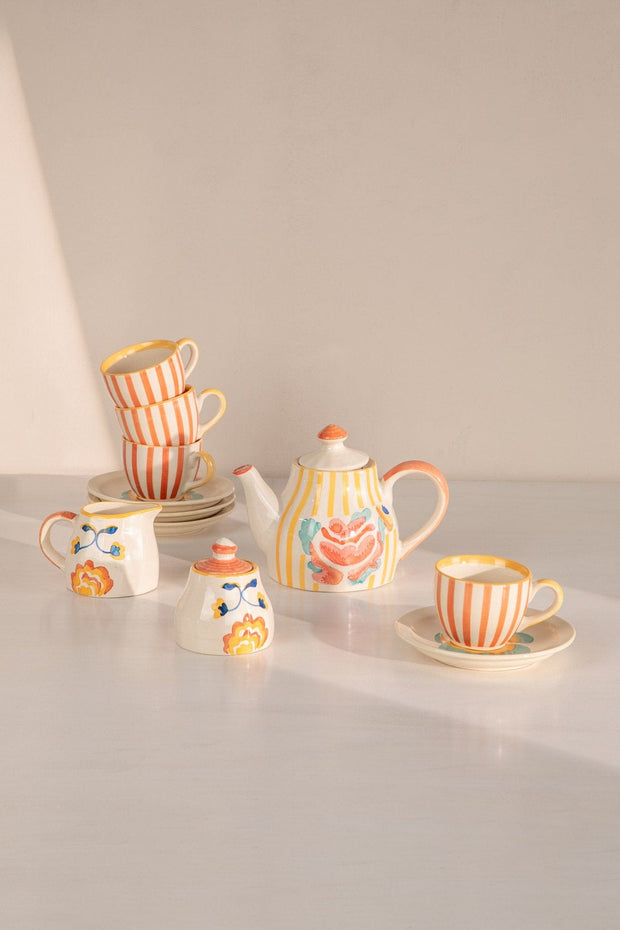 TEA TIME Gypsy Rose Multi-Colored Tea Set