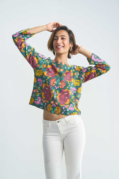 TOPS Gypsy Rose Crop Top (Ganja Green)