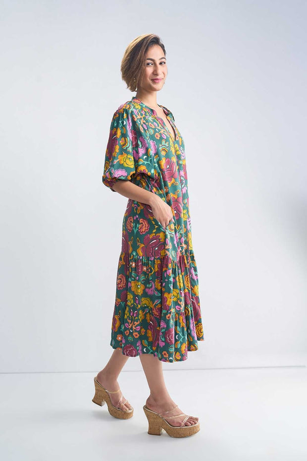 DRESSES Gypsy Rose Midi Dress (Ganja Green)