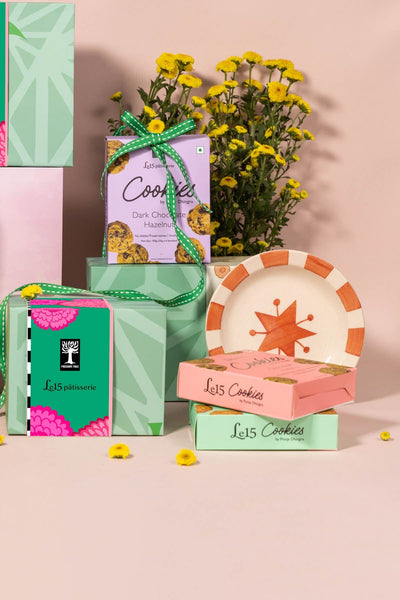 GIFT SETS Gypsy Rose Tapas Plates with Le15 Cookies Gift Set