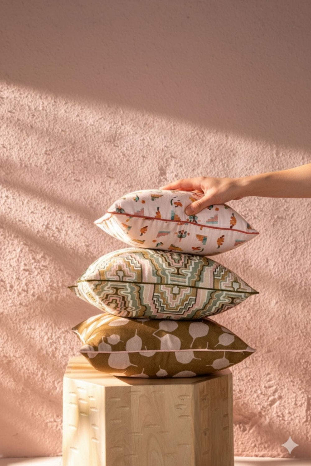 PRINT & PATTERN CUSHIONS Halasi  Soft Pink Cushion Cover (41 Cm X 41 Cm)