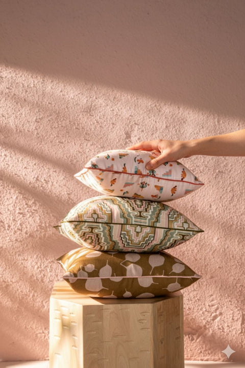 PRINT & PATTERN CUSHIONS Halasi  Soft Pink Cushion Cover (41 Cm X 41 Cm)