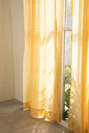 PRINT & PATTERN SHEER FABRICS Half And Half Amber Yellow Sheer Fabric And Curtains
