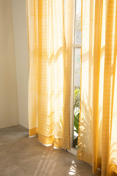 CURTAINS Half And Half Amber Yellow Window Curtain In Sheer Fabric