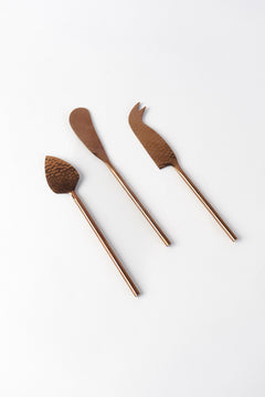 Hammered Rose Gold Cheese Set