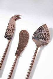 SERVING CUTLERY Hammered Rose Gold Cheese Set