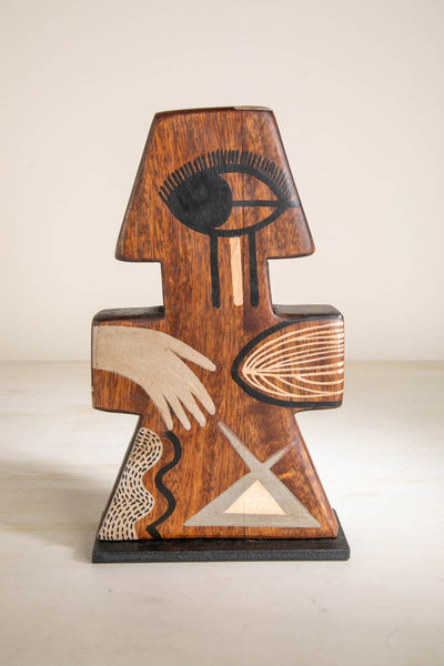 FIGURINES Hand Eye Face Wood Sculpture