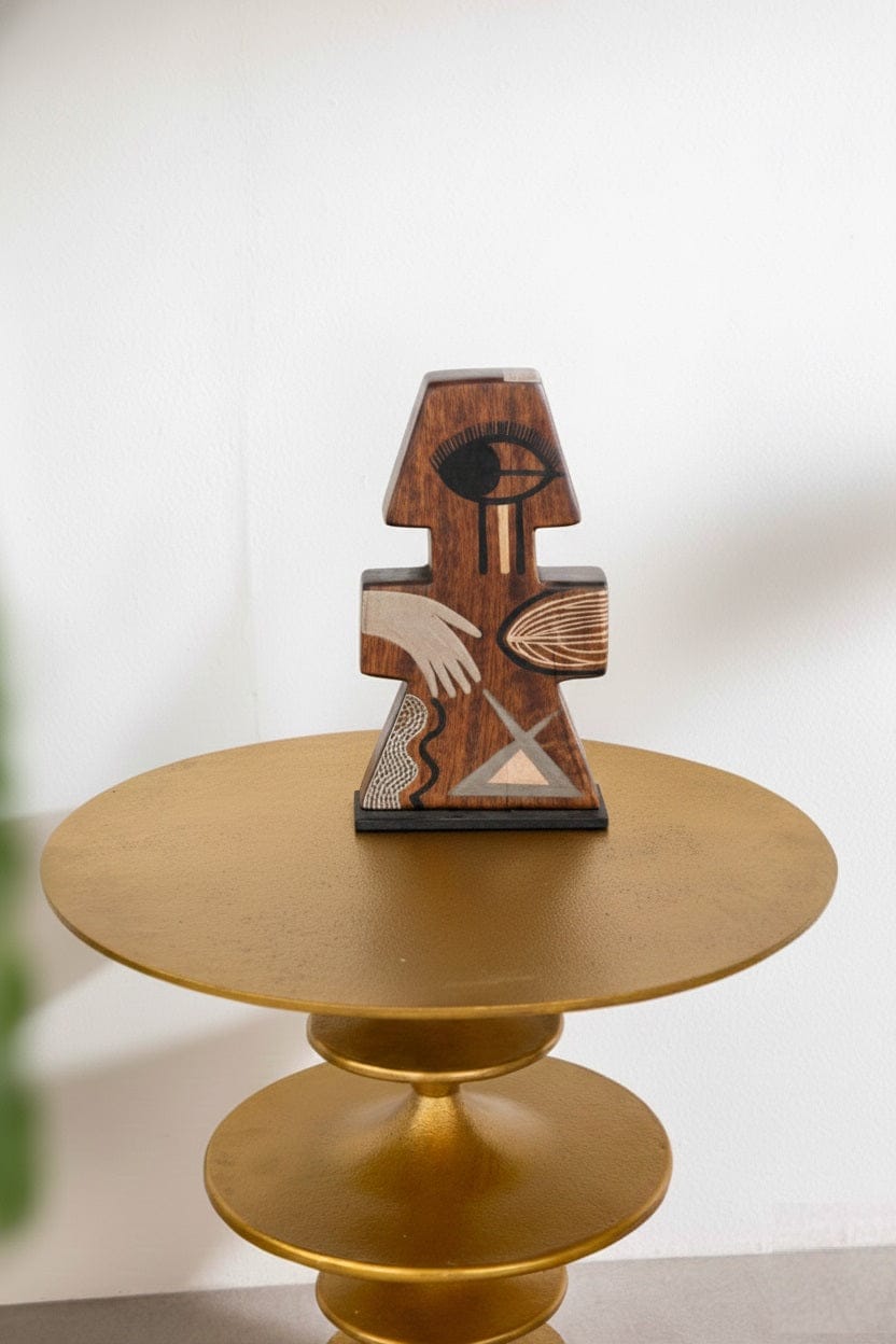 Hand Eye Face Wood Sculpture